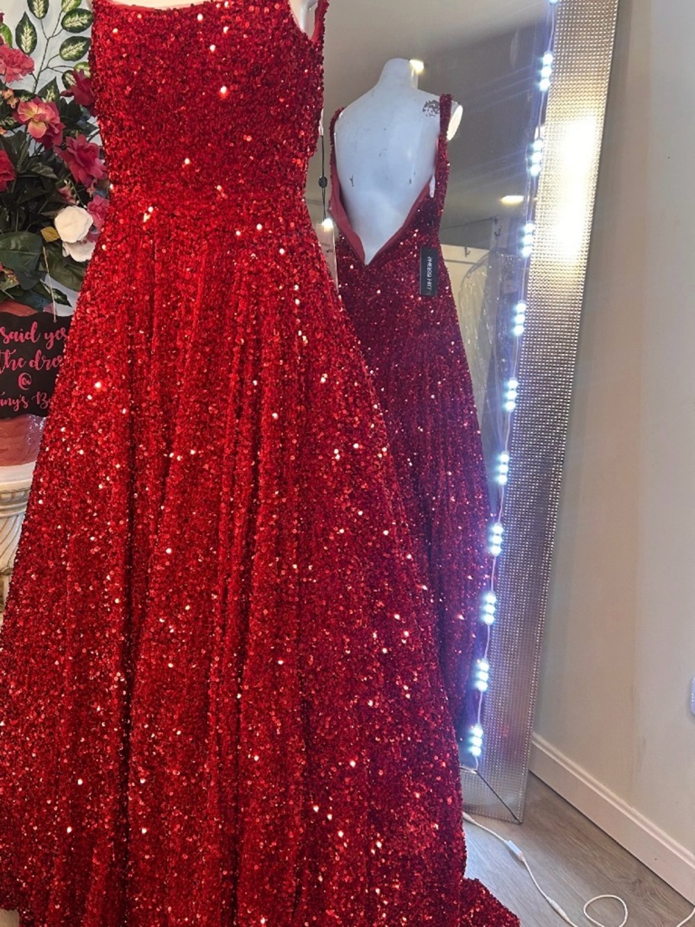 Sherri Hill Red Sequin Prom Gown